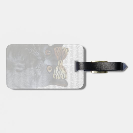 Graue Katze mit Leopard-Bogen Gepäckanhänger (Rückseite horizontal)