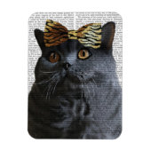 Graue Katze mit Leopard Bow Magnet (Vertikal)