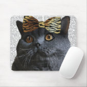 Graue Katze mit Leopard Bow Mousepad (Mit Mouse)
