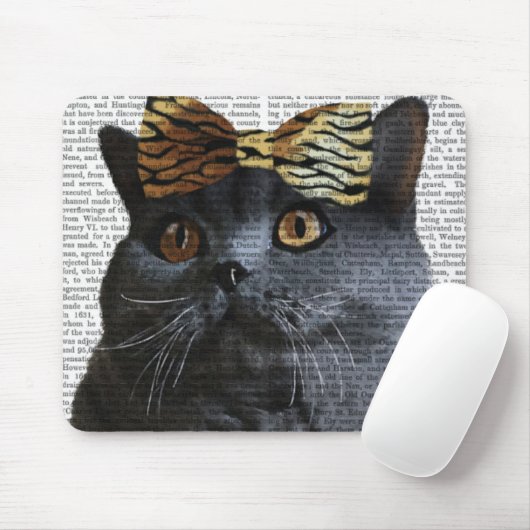 Graue Katze mit Leopard Bow Mousepad (Mit Mouse)