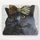 Graue Katze mit Leopard Bow Mousepad (Vorne)