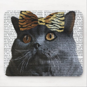 Graue Katze mit Leopard Bow Mousepad