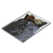 Graue Katze mit Leopard Bow Notizblock (Linke Seite)