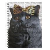 Graue Katze mit Leopard Bow Notizblock (Vorderseite)