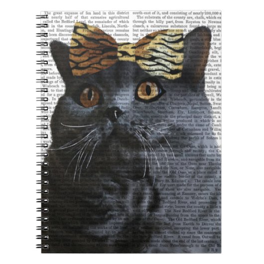 Graue Katze mit Leopard Bow Notizblock (Vorderseite)