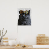Graue Katze mit Leopard Bow Poster (Küche)