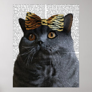 Graue Katze mit Leopard Bow Poster