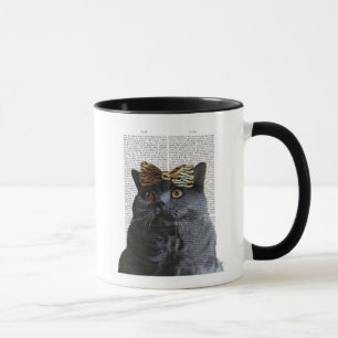 Graue Katze mit Leopard Bow Tasse