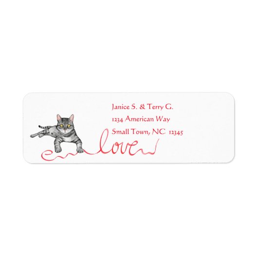 Graue Katze mit Liebe Ribbon (Vorne)