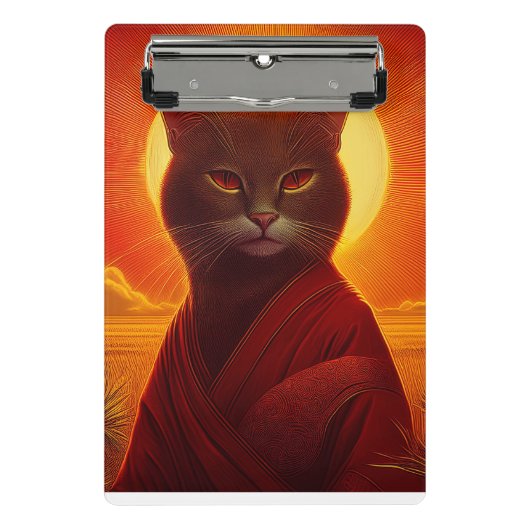 Graue Katze mit modischem Gewand in einer Sonnenun Mini Klemmbrett (Vorderseite)