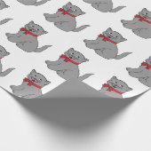 Graue Katze mit rotem Bogen-Packpapier Geschenkpapier (Ecke)