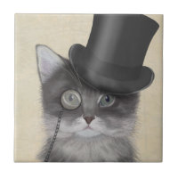 Graue Katze mit Top Hat