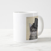Graue Katze mit Top Hat Jumbo-Tasse (Vorderseite Rechts)