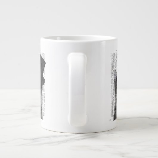 Graue Katze mit Top Hat Jumbo-Tasse (Rückseite)