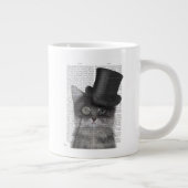 Graue Katze mit Top Hat Jumbo-Tasse (Rechts)
