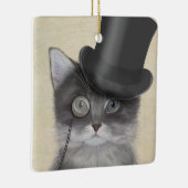 Graue Katze mit Top Hat Keramikornament (Rechts)