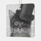 Graue Katze mit Top Hat Keramikornament (Links)