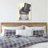 Graue Katze mit Top Hat Leinwanddruck (Insitu (Schlafzimmer))