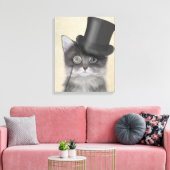 Graue Katze mit Top Hat Leinwanddruck (Insitu (Wohnzimmer))