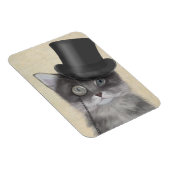 Graue Katze mit Top Hat Magnet (Rechte Seite)