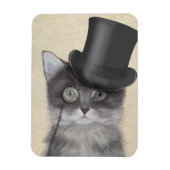Graue Katze mit Top Hat Magnet (Vertikal)