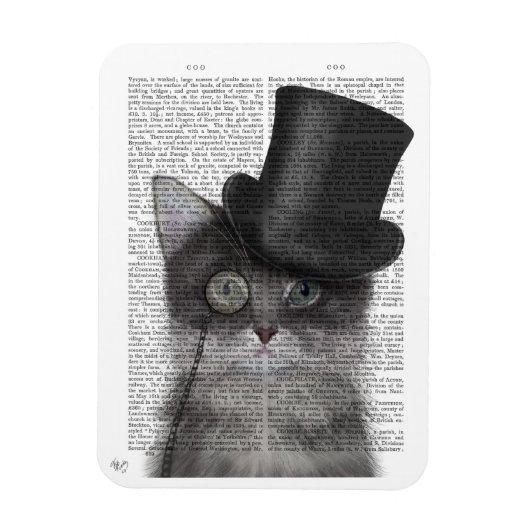 Graue Katze mit Top Hat Magnet (Vertikal)