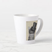 Graue Katze mit Top Hat Milchtasse (Rechte Ecke)