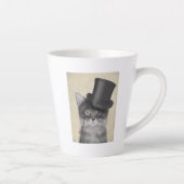 Graue Katze mit Top Hat Milchtasse (Rechts)