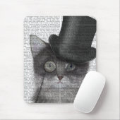 Graue Katze mit Top Hat Mousepad (Mit Mouse)