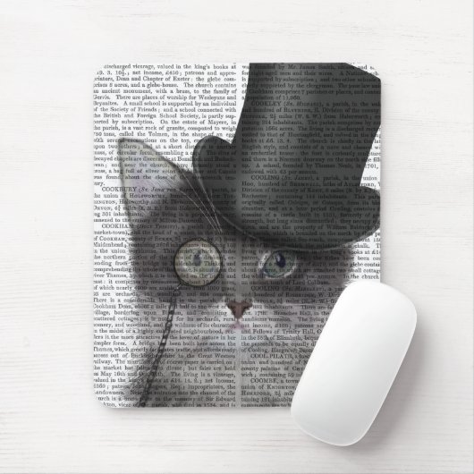 Graue Katze mit Top Hat Mousepad (Mit Mouse)