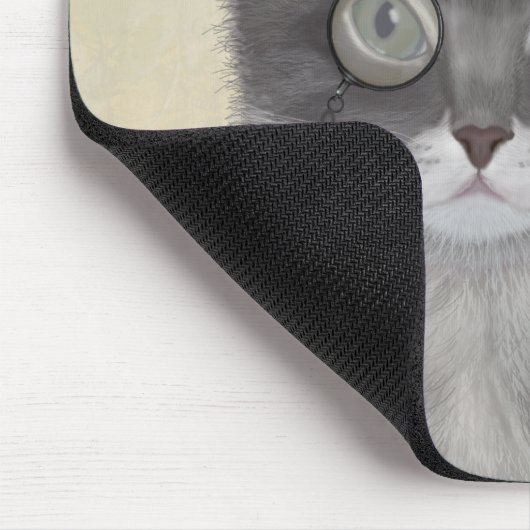 Graue Katze mit Top Hat Mousepad (Ecke)