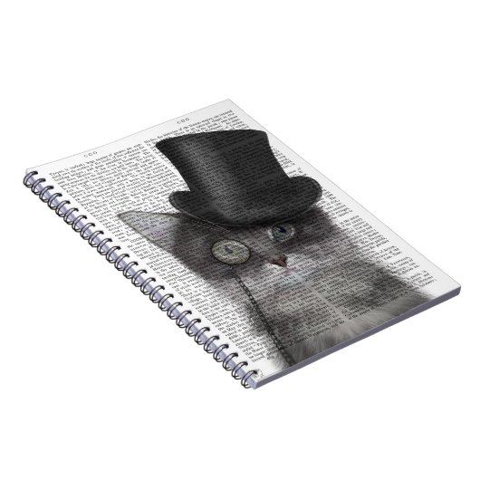 Graue Katze mit Top Hat Notizblock (Rechte Seite)