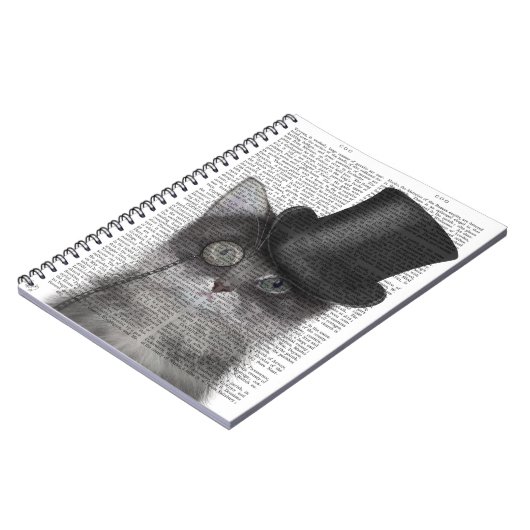 Graue Katze mit Top Hat Notizblock (Linke Seite)