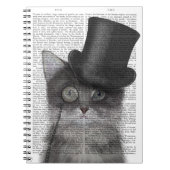 Graue Katze mit Top Hat Notizblock (Vorderseite)