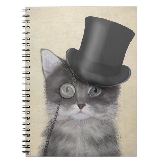 Graue Katze mit Top Hat Notizblock (Vorderseite)