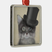 Graue Katze mit Top Hat Ornament Aus Metall (Rechts)
