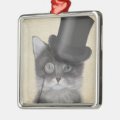 Graue Katze mit Top Hat Ornament Aus Metall (Links)