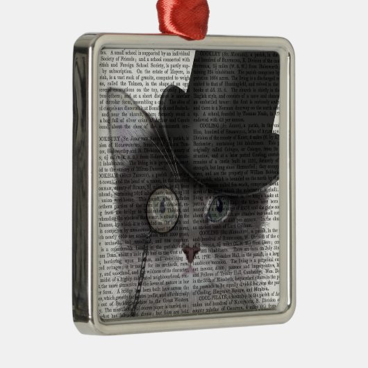 Graue Katze mit Top Hat Ornament Aus Metall (Rechts)