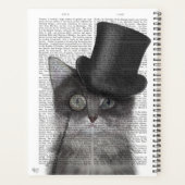 Graue Katze mit Top Hat Planer (Rückseite)