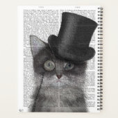 Graue Katze mit Top Hat Planer (Rückseite)