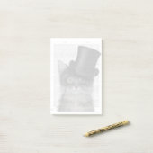 Graue Katze mit Top Hat Post-it Klebezettel (Auf Schreibtisch)
