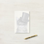 Graue Katze mit Top Hat Post-it Klebezettel (Auf Schreibtisch)
