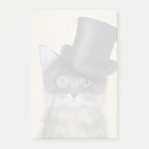 Graue Katze mit Top Hat Post-it Klebezettel