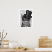 Graue Katze mit Top Hat Poster (Küche)