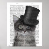 Graue Katze mit Top Hat Poster (Vorne)