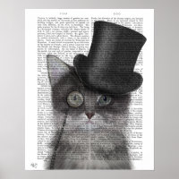 Graue Katze mit Top Hat