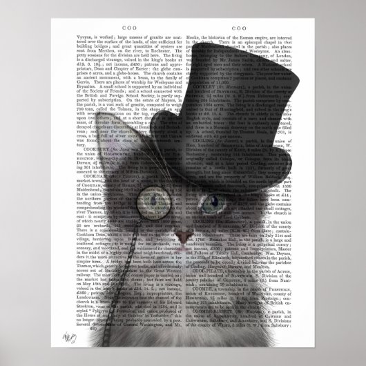 Graue Katze mit Top Hat Poster (Vorne)