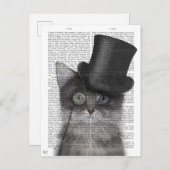 Graue Katze mit Top Hat Postkarte (Vorne/Hinten)