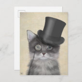 Graue Katze mit Top Hat Postkarte (Vorne/Hinten)