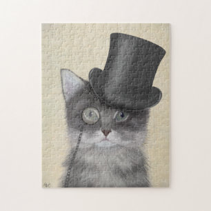 Graue Katze mit Top Hat Puzzle